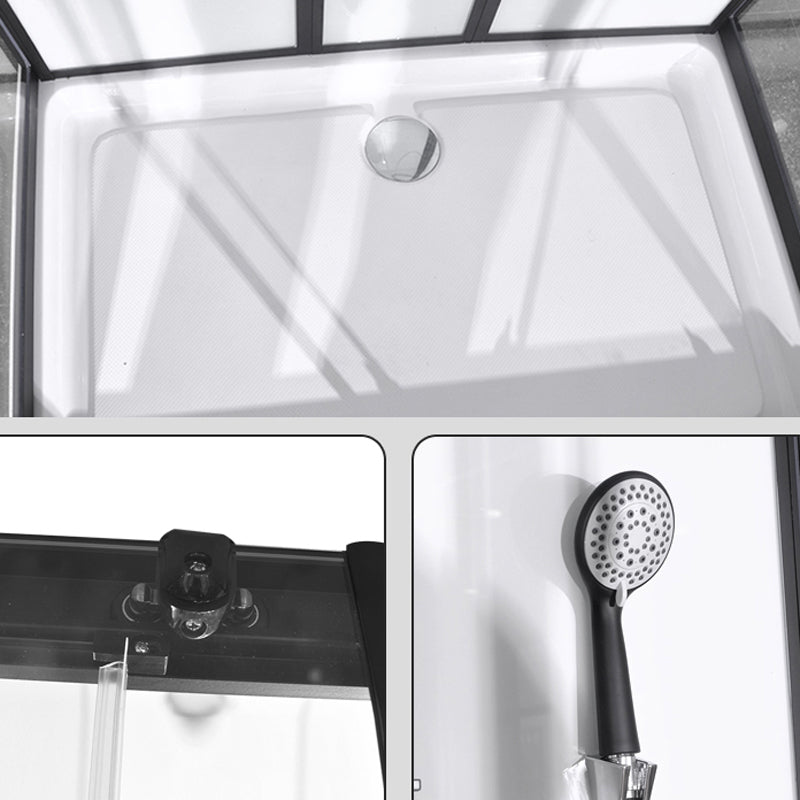 Framed Corner Shower Enclosure Single Sliding Clear Shower Enclosure Clearhalo 'Bathroom Remodel & Bathroom Fixtures' 'Home Improvement' 'home_improvement' 'home_improvement_shower_stalls_enclosures' 'Shower Stalls & Enclosures' 'shower_stalls_enclosures' 'Showers & Bathtubs' 6941160