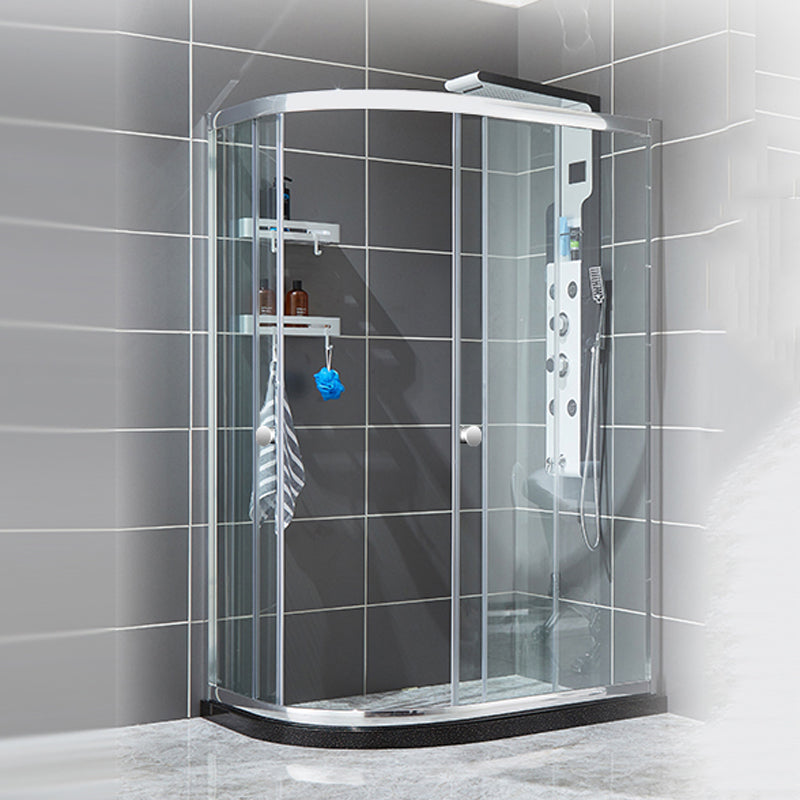Rounded Shower Stall Semi-Frameless Corner Shower Stall with Tempered Glass Clearhalo 'Bathroom Remodel & Bathroom Fixtures' 'Home Improvement' 'home_improvement' 'home_improvement_shower_stalls_enclosures' 'Shower Stalls & Enclosures' 'shower_stalls_enclosures' 'Showers & Bathtubs' 6941171