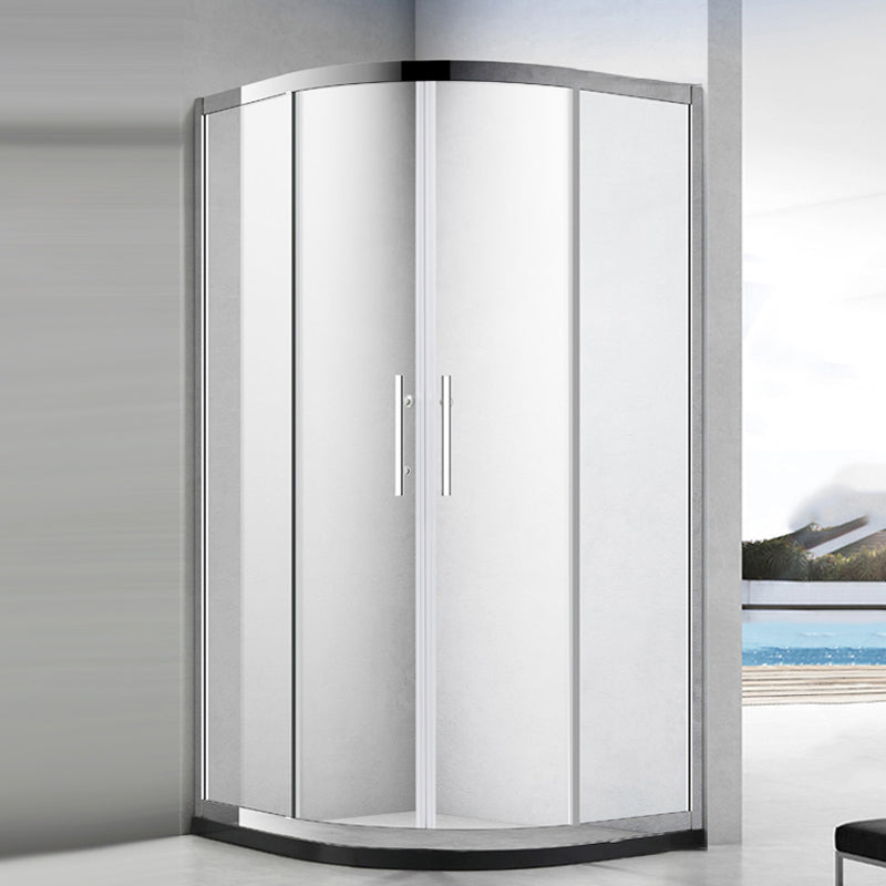 Rounded Shower Enclosure Double Sliding Corner Shower Enclosure Clearhalo 'Bathroom Remodel & Bathroom Fixtures' 'Home Improvement' 'home_improvement' 'home_improvement_shower_stalls_enclosures' 'Shower Stalls & Enclosures' 'shower_stalls_enclosures' 'Showers & Bathtubs' 6941214