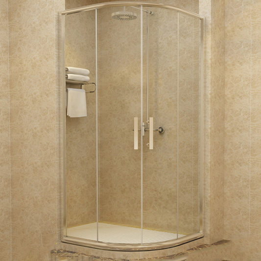 Corner Shower Enclosure Double Sliding Tempered Glass Shower Enclosure Clearhalo 'Bathroom Remodel & Bathroom Fixtures' 'Home Improvement' 'home_improvement' 'home_improvement_shower_stalls_enclosures' 'Shower Stalls & Enclosures' 'shower_stalls_enclosures' 'Showers & Bathtubs' 6941230