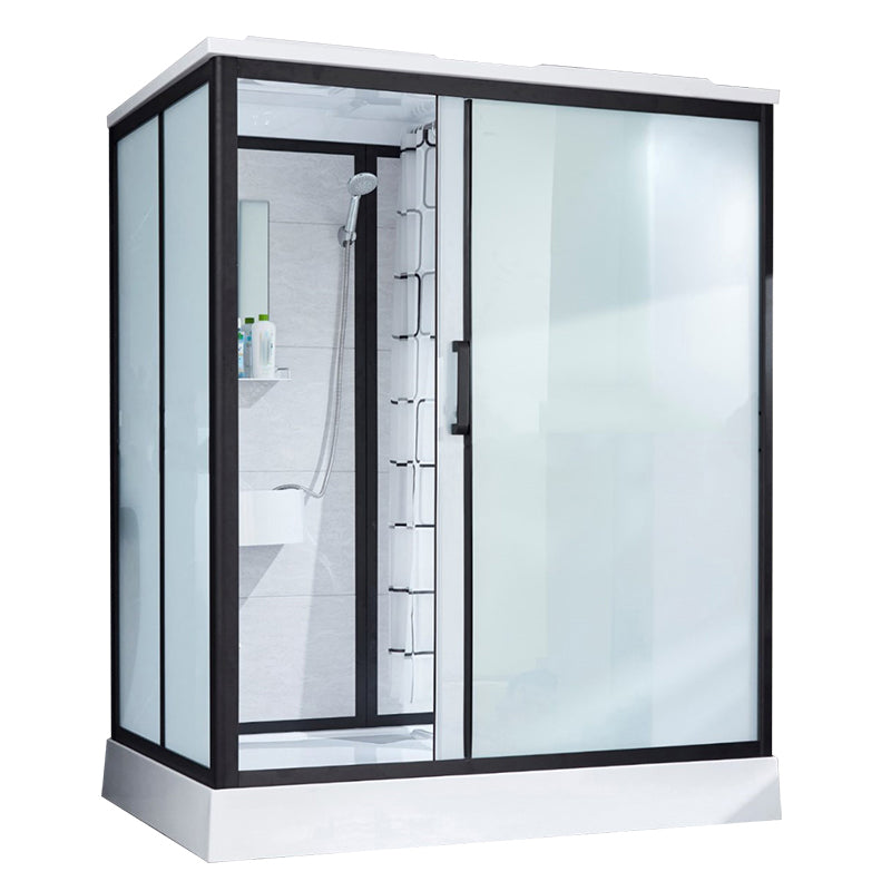Framed Corner Shower Enclosure Single Sliding Shower Enclosure Clearhalo 'Bathroom Remodel & Bathroom Fixtures' 'Home Improvement' 'home_improvement' 'home_improvement_shower_stalls_enclosures' 'Shower Stalls & Enclosures' 'shower_stalls_enclosures' 'Showers & Bathtubs' 6941243
