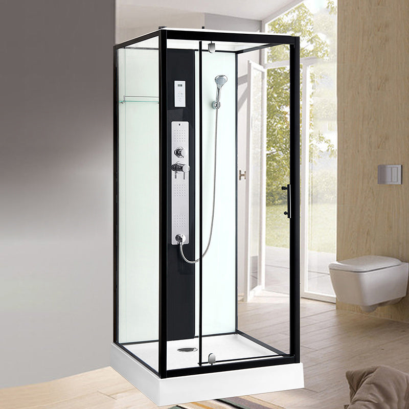 Modern Shower Stall Black Framed Shower Head Drainer Shower Stall Clearhalo 'Bathroom Remodel & Bathroom Fixtures' 'Home Improvement' 'home_improvement' 'home_improvement_shower_stalls_enclosures' 'Shower Stalls & Enclosures' 'shower_stalls_enclosures' 'Showers & Bathtubs' 6941310