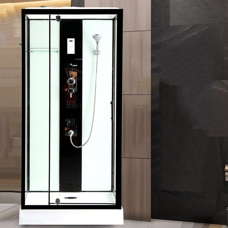 Modern Shower Stall Black Framed Shower Head Drainer Shower Stall Clearhalo 'Bathroom Remodel & Bathroom Fixtures' 'Home Improvement' 'home_improvement' 'home_improvement_shower_stalls_enclosures' 'Shower Stalls & Enclosures' 'shower_stalls_enclosures' 'Showers & Bathtubs' 6941320