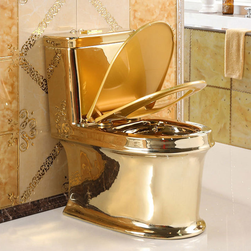 Contemporary One Piece Flush Toilet Floor Mounted Golden Urine Toilet for Washroom Clearhalo 'Bathroom Remodel & Bathroom Fixtures' 'Home Improvement' 'home_improvement' 'home_improvement_toilets' 'Toilets & Bidets' 'Toilets' 6941465