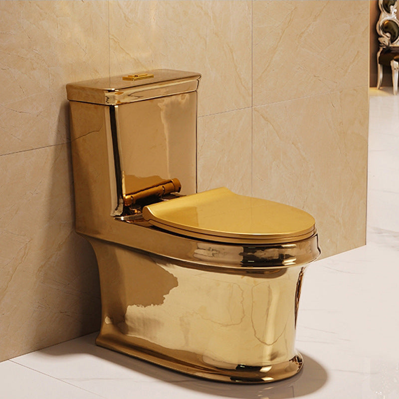 Contemporary One Piece Flush Toilet Floor Mounted Golden Urine Toilet for Washroom 15"L x 28"W x 30"H Gold Clearhalo 'Bathroom Remodel & Bathroom Fixtures' 'Home Improvement' 'home_improvement' 'home_improvement_toilets' 'Toilets & Bidets' 'Toilets' 6941467