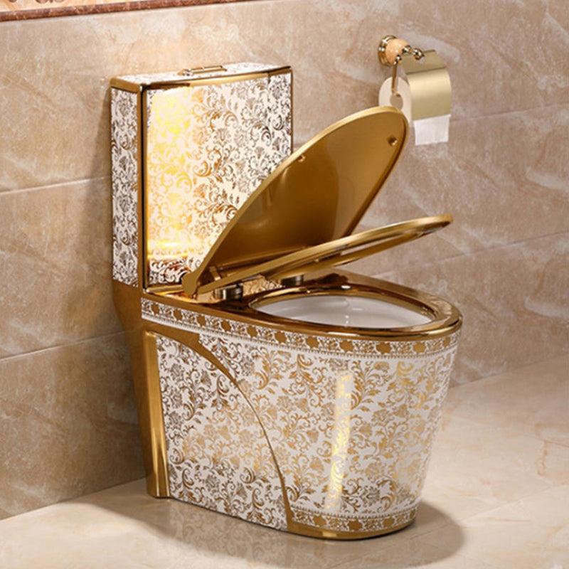 Contemporary One Piece Flush Toilet Floor Mounted Golden Urine Toilet for Washroom Clearhalo 'Bathroom Remodel & Bathroom Fixtures' 'Home Improvement' 'home_improvement' 'home_improvement_toilets' 'Toilets & Bidets' 'Toilets' 6941470