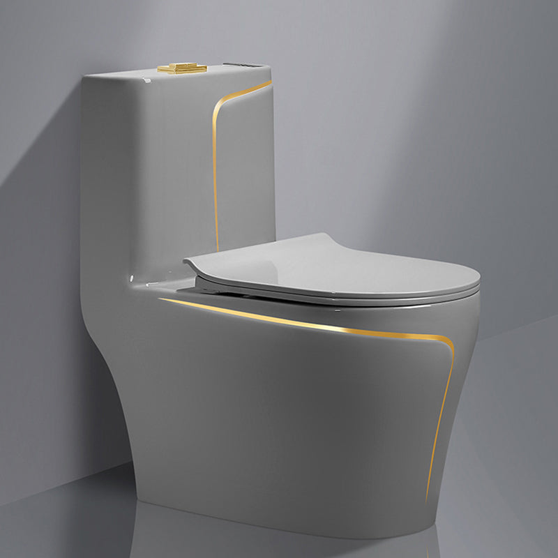Traditional One Piece Flush Toilet Floor Mounted Gray Urine Toilet for Bathroom 15"L x 27"W x 30"H Grey/ Gold 12" Clearhalo 'Bathroom Remodel & Bathroom Fixtures' 'Home Improvement' 'home_improvement' 'home_improvement_toilets' 'Toilets & Bidets' 'Toilets' 6941485