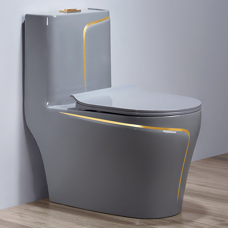 Traditional One Piece Flush Toilet Floor Mounted Gray Urine Toilet for Bathroom 15"L x 27"W x 30"H Grey/ Gold 16" Clearhalo 'Bathroom Remodel & Bathroom Fixtures' 'Home Improvement' 'home_improvement' 'home_improvement_toilets' 'Toilets & Bidets' 'Toilets' 6941486