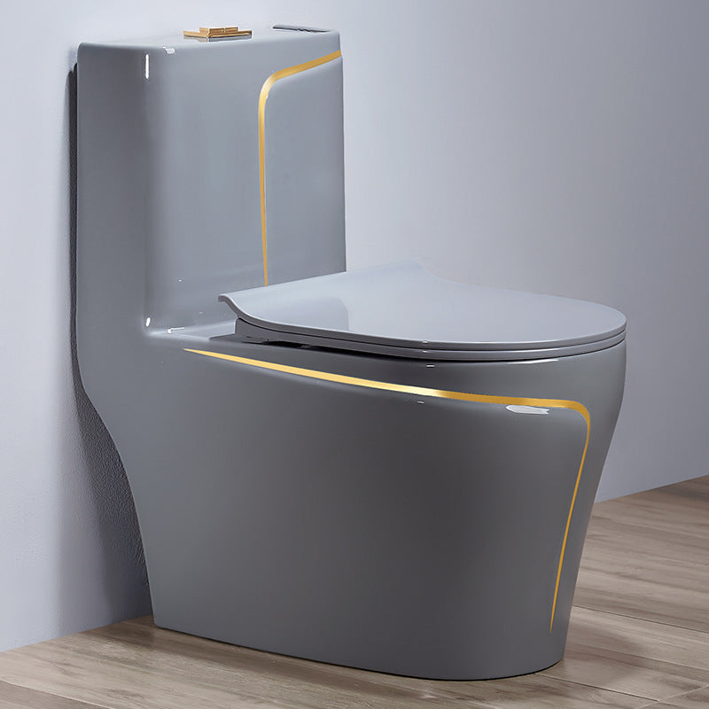 Traditional One Piece Flush Toilet Floor Mounted Gray Urine Toilet for Bathroom 15"L x 27"W x 30"H Grey Gold 16" Clearhalo 'Bathroom Remodel & Bathroom Fixtures' 'Home Improvement' 'home_improvement' 'home_improvement_toilets' 'Toilets & Bidets' 'Toilets' 6941486