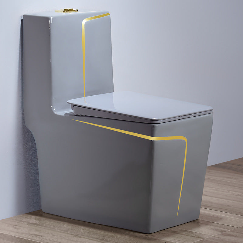 Traditional One Piece Flush Toilet Floor Mounted Gray Urine Toilet for Bathroom 13"L x 27"W x 30"H Grey Gold Clearhalo 'Bathroom Remodel & Bathroom Fixtures' 'Home Improvement' 'home_improvement' 'home_improvement_toilets' 'Toilets & Bidets' 'Toilets' 6941487