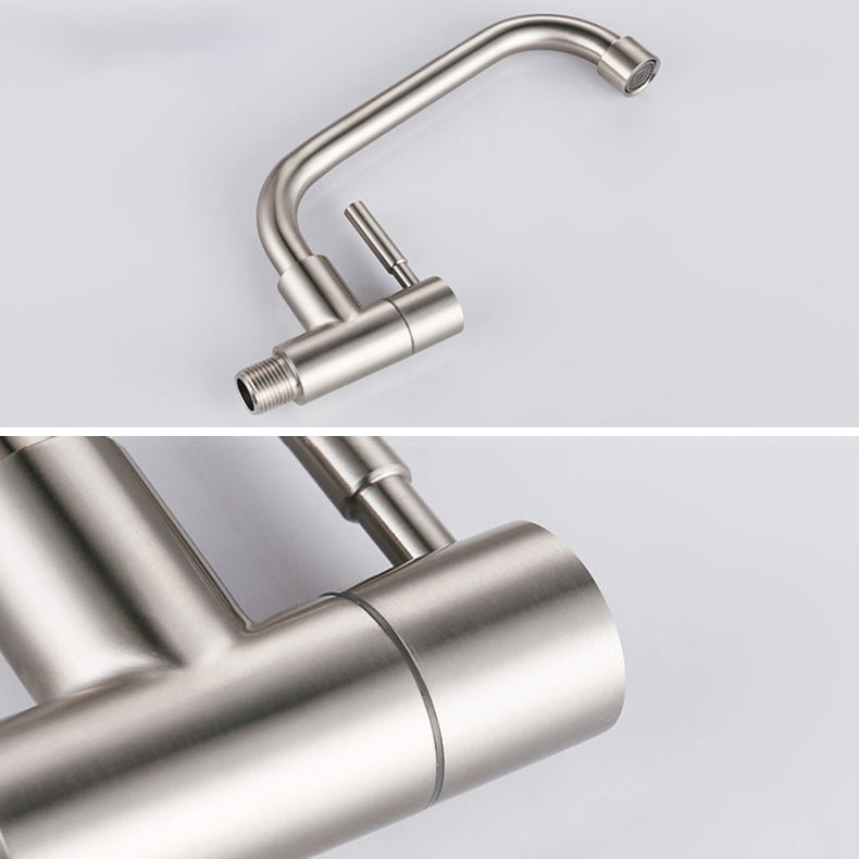 Contemporary Single Handle Kitchen Faucet Metal 1-Hold Bar Faucet with No Sensor Clearhalo 'Home Improvement' 'home_improvement' 'home_improvement_kitchen_faucets' 'Kitchen Faucets' 'Kitchen Remodel & Kitchen Fixtures' 'Kitchen Sinks & Faucet Components' 'kitchen_faucets' 6941521