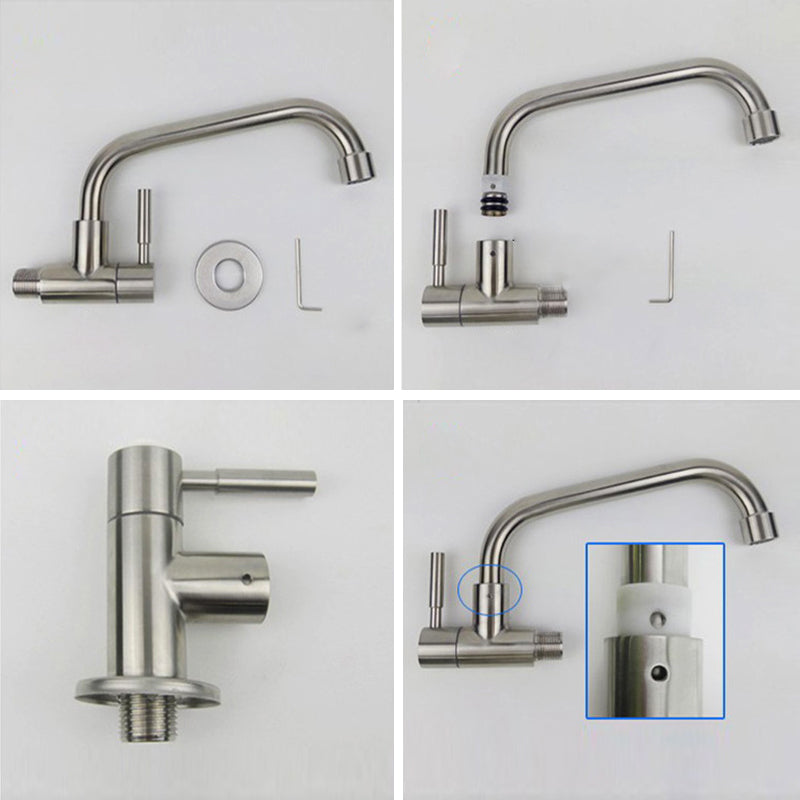 Contemporary Single Handle Kitchen Faucet Metal 1-Hold Bar Faucet with No Sensor Clearhalo 'Home Improvement' 'home_improvement' 'home_improvement_kitchen_faucets' 'Kitchen Faucets' 'Kitchen Remodel & Kitchen Fixtures' 'Kitchen Sinks & Faucet Components' 'kitchen_faucets' 6941524