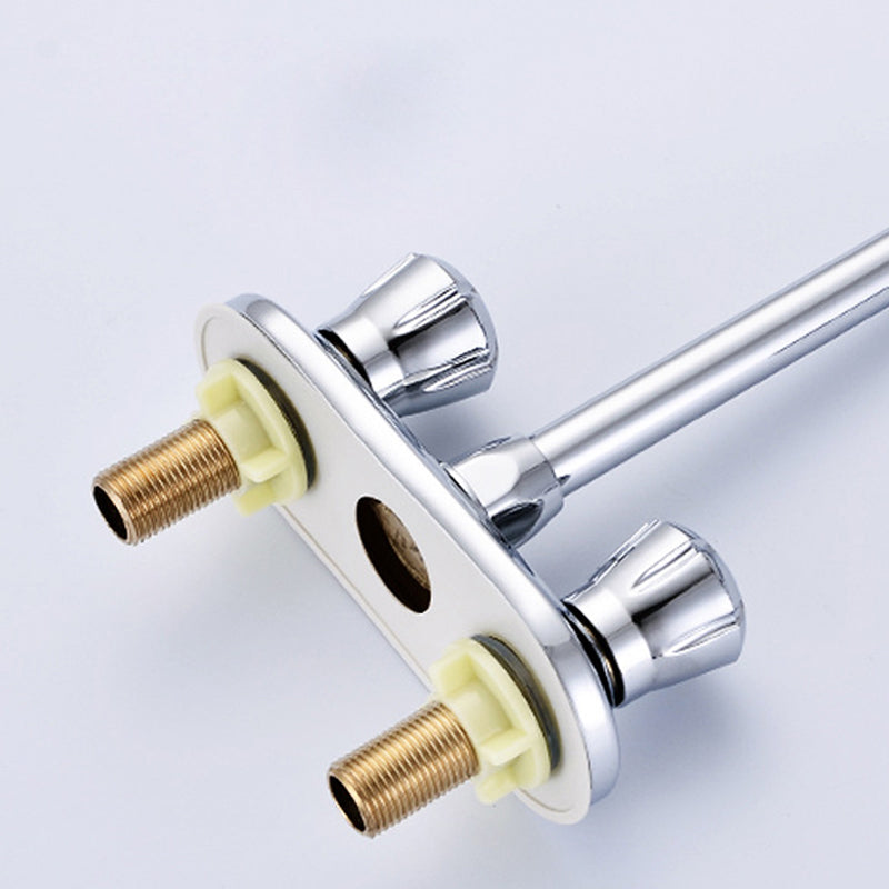 Modern Deck Mounted Double Handles Kitchen Faucet Metal Faucet in Silver Clearhalo 'Home Improvement' 'home_improvement' 'home_improvement_kitchen_faucets' 'Kitchen Faucets' 'Kitchen Remodel & Kitchen Fixtures' 'Kitchen Sinks & Faucet Components' 'kitchen_faucets' 6941548