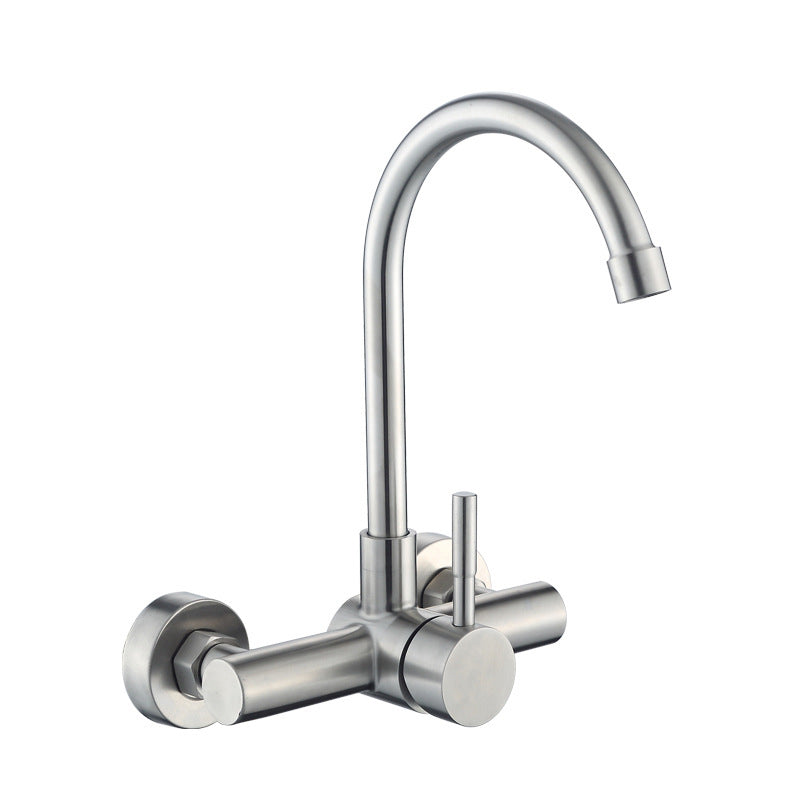 High Arch Kitchen Bar Faucet Swivel Spout Wall Mounted 2 Hole Bar Faucet Clearhalo 'Home Improvement' 'home_improvement' 'home_improvement_kitchen_faucets' 'Kitchen Faucets' 'Kitchen Remodel & Kitchen Fixtures' 'Kitchen Sinks & Faucet Components' 'kitchen_faucets' 6941561