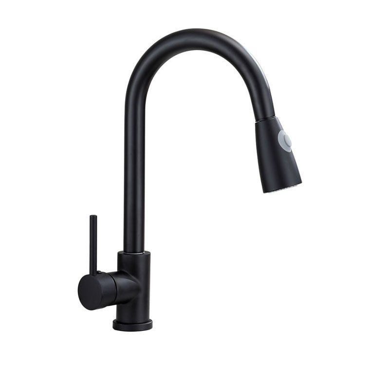 Modern Gooseneck Kitchen Bar Faucet Swivel Spout with Pull Down Sprayer Clearhalo 'Home Improvement' 'home_improvement' 'home_improvement_kitchen_faucets' 'Kitchen Faucets' 'Kitchen Remodel & Kitchen Fixtures' 'Kitchen Sinks & Faucet Components' 'kitchen_faucets' 6941582