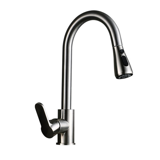 Modern Gooseneck Kitchen Bar Faucet Swivel Spout with Pull Down Sprayer Clearhalo 'Home Improvement' 'home_improvement' 'home_improvement_kitchen_faucets' 'Kitchen Faucets' 'Kitchen Remodel & Kitchen Fixtures' 'Kitchen Sinks & Faucet Components' 'kitchen_faucets' 6941583