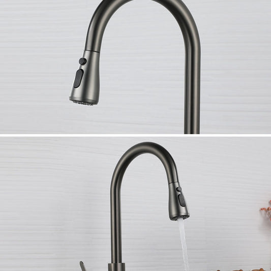 Contemporary Pull Down Single Handle Kitchen Faucet High Arch Water Filler in Gray Clearhalo 'Home Improvement' 'home_improvement' 'home_improvement_kitchen_faucets' 'Kitchen Faucets' 'Kitchen Remodel & Kitchen Fixtures' 'Kitchen Sinks & Faucet Components' 'kitchen_faucets' 6941589