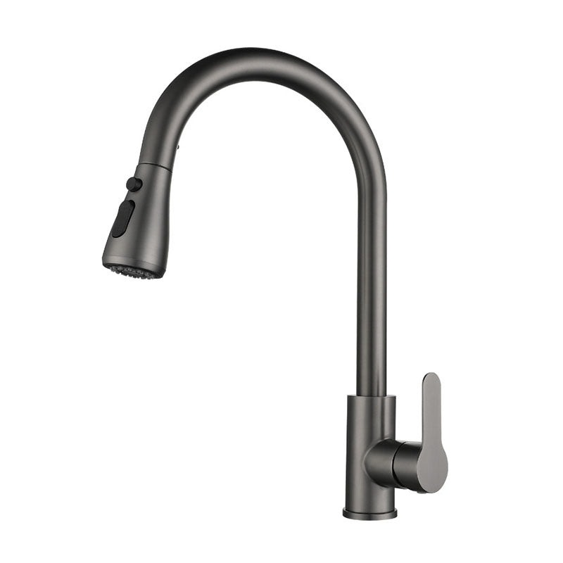 Contemporary Pull Down Single Handle Kitchen Faucet High Arch Water Filler in Gray Clearhalo 'Home Improvement' 'home_improvement' 'home_improvement_kitchen_faucets' 'Kitchen Faucets' 'Kitchen Remodel & Kitchen Fixtures' 'Kitchen Sinks & Faucet Components' 'kitchen_faucets' 6941590