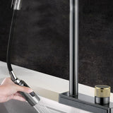 High Arch Waterfall Kitchen Faucet Swivel Spout with Pull Out Sprayer Clearhalo 'Home Improvement' 'home_improvement' 'home_improvement_kitchen_faucets' 'Kitchen Faucets' 'Kitchen Remodel & Kitchen Fixtures' 'Kitchen Sinks & Faucet Components' 'kitchen_faucets' 6941599