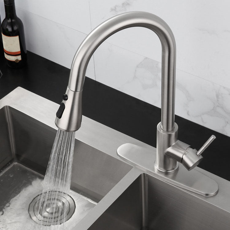 High Arch Standard Kitchen Faucet Lead Free Swivel Spout with Pull Out Sprayer Clearhalo 'Home Improvement' 'home_improvement' 'home_improvement_kitchen_faucets' 'Kitchen Faucets' 'Kitchen Remodel & Kitchen Fixtures' 'Kitchen Sinks & Faucet Components' 'kitchen_faucets' 6941615
