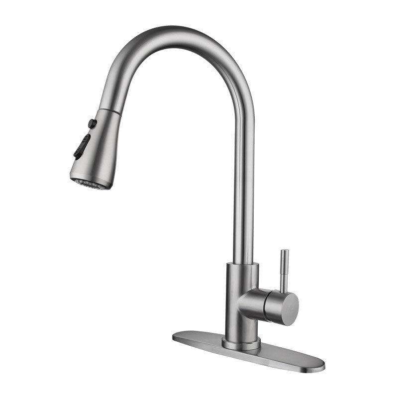 High Arch Standard Kitchen Faucet Lead Free Swivel Spout with Pull Out Sprayer Clearhalo 'Home Improvement' 'home_improvement' 'home_improvement_kitchen_faucets' 'Kitchen Faucets' 'Kitchen Remodel & Kitchen Fixtures' 'Kitchen Sinks & Faucet Components' 'kitchen_faucets' 6941618