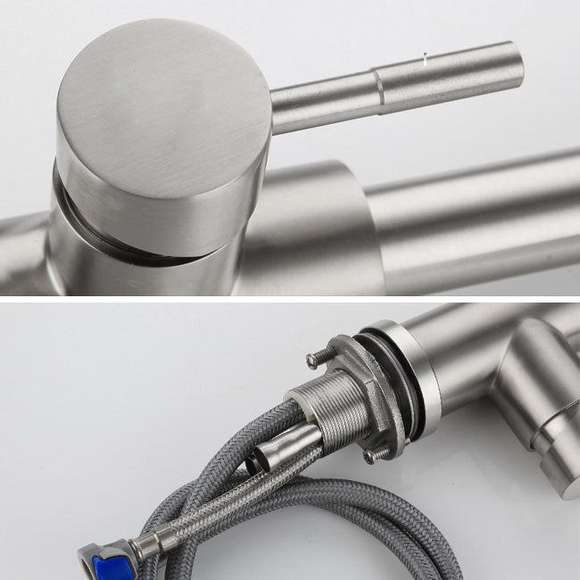 High Arch Standard Kitchen Faucet Lead Free Swivel Spout with Pull Out Sprayer Clearhalo 'Home Improvement' 'home_improvement' 'home_improvement_kitchen_faucets' 'Kitchen Faucets' 'Kitchen Remodel & Kitchen Fixtures' 'Kitchen Sinks & Faucet Components' 'kitchen_faucets' 6941620