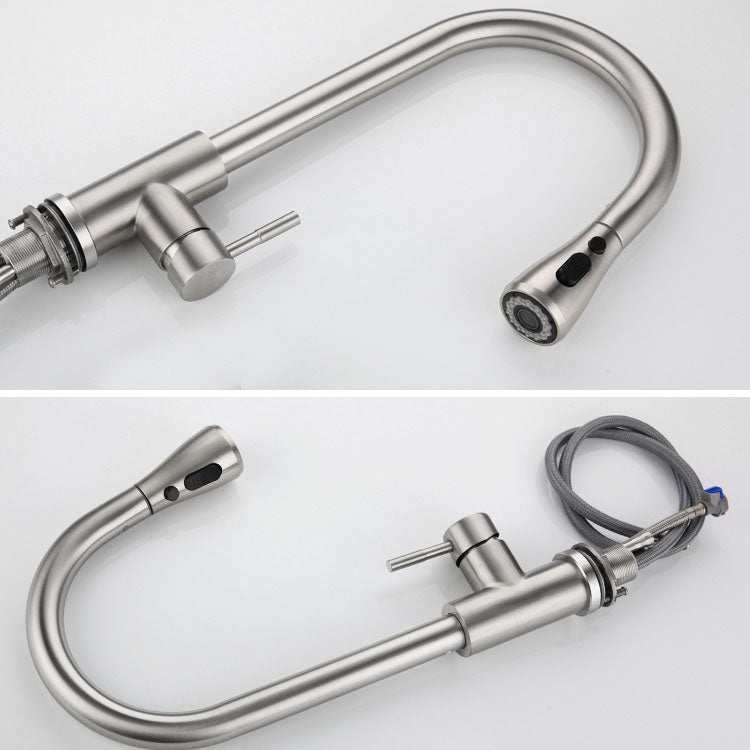 High Arch Standard Kitchen Faucet Lead Free Swivel Spout with Pull Out Sprayer Clearhalo 'Home Improvement' 'home_improvement' 'home_improvement_kitchen_faucets' 'Kitchen Faucets' 'Kitchen Remodel & Kitchen Fixtures' 'Kitchen Sinks & Faucet Components' 'kitchen_faucets' 6941622