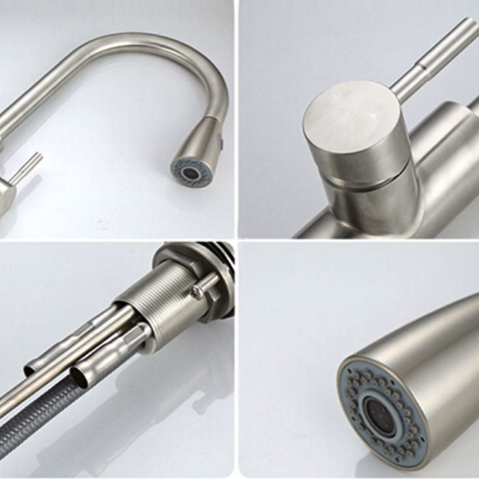 1-Hole Kitchen Faucet Pull down Sprayer Kitchen Faucet with Single Lever Handle Clearhalo 'Home Improvement' 'home_improvement' 'home_improvement_kitchen_faucets' 'Kitchen Faucets' 'Kitchen Remodel & Kitchen Fixtures' 'Kitchen Sinks & Faucet Components' 'kitchen_faucets' 6941632