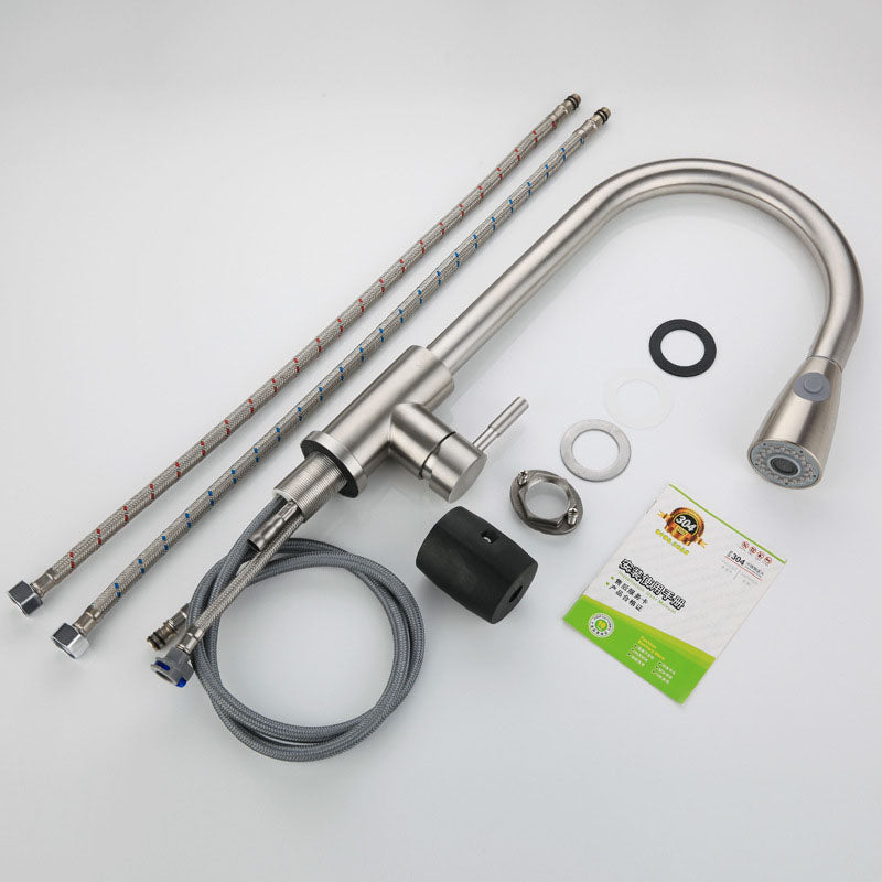 High Arch Kitchen Sink Faucet Lead Free Swivel Spout with Pull Down Sprayer Clearhalo 'Home Improvement' 'home_improvement' 'home_improvement_kitchen_faucets' 'Kitchen Faucets' 'Kitchen Remodel & Kitchen Fixtures' 'Kitchen Sinks & Faucet Components' 'kitchen_faucets' 6941637