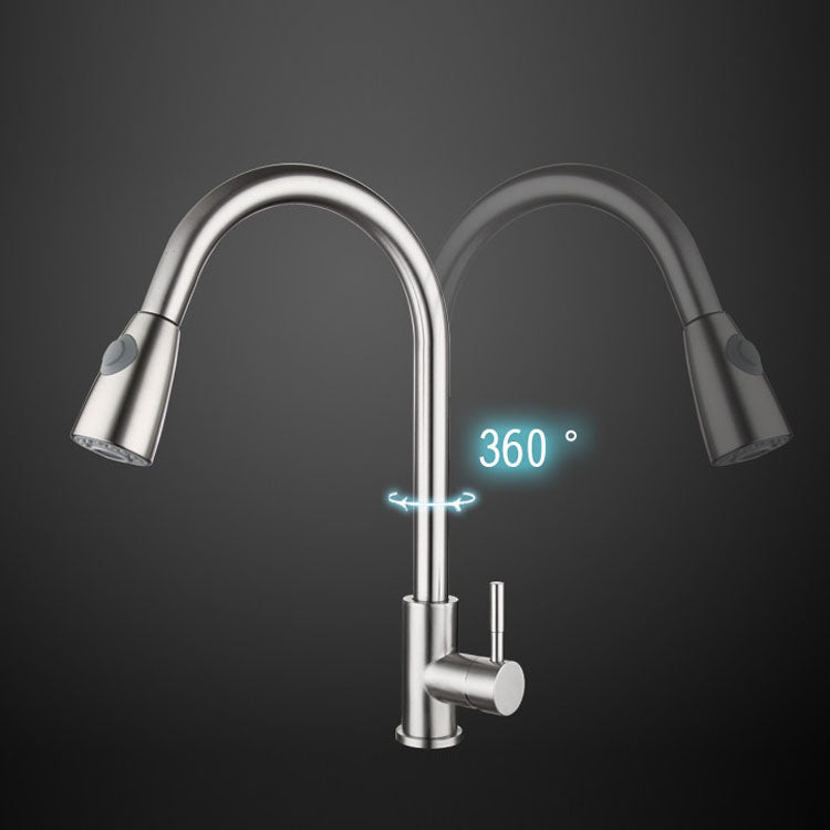 High Arch Kitchen Sink Faucet Lead Free Swivel Spout with Pull Down Sprayer Clearhalo 'Home Improvement' 'home_improvement' 'home_improvement_kitchen_faucets' 'Kitchen Faucets' 'Kitchen Remodel & Kitchen Fixtures' 'Kitchen Sinks & Faucet Components' 'kitchen_faucets' 6941641