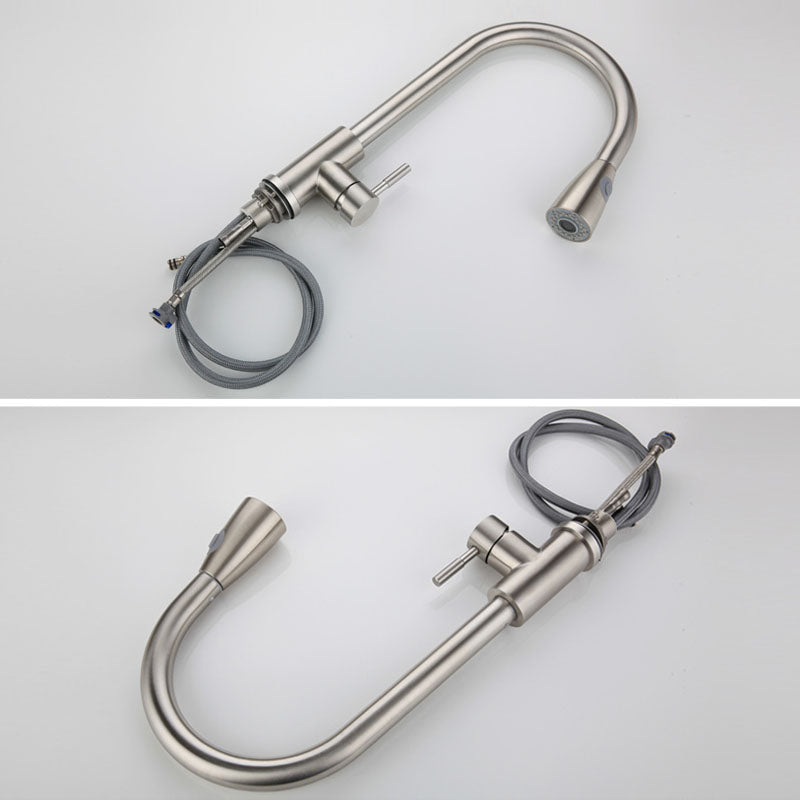 High Arch Kitchen Sink Faucet Lead Free Swivel Spout with Pull Down Sprayer Clearhalo 'Home Improvement' 'home_improvement' 'home_improvement_kitchen_faucets' 'Kitchen Faucets' 'Kitchen Remodel & Kitchen Fixtures' 'Kitchen Sinks & Faucet Components' 'kitchen_faucets' 6941644