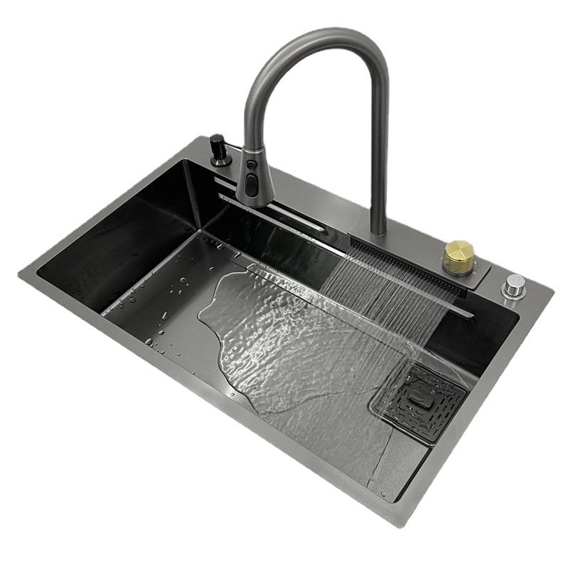 Contemporary Style Kitchen Sink Stainless Steel Drop-In Kitchen Sink with Faucet Clearhalo 'Home Improvement' 'home_improvement' 'home_improvement_kitchen_sinks' 'Kitchen Remodel & Kitchen Fixtures' 'Kitchen Sinks & Faucet Components' 'Kitchen Sinks' 'kitchen_sinks' 6941651