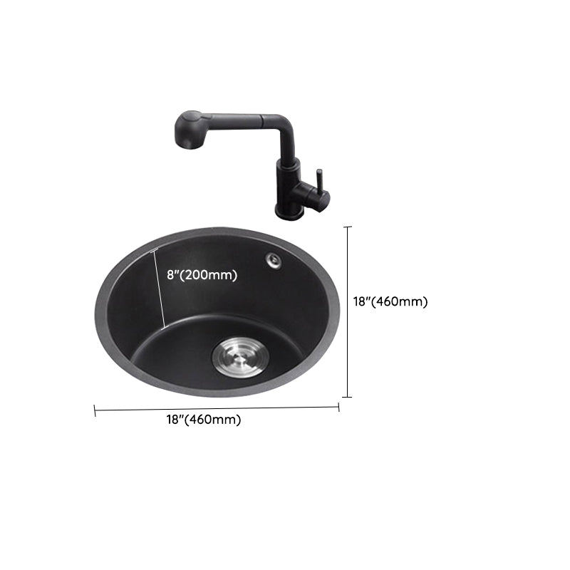 Quartz Kitchen Sink Round Single Bowl Kitchen Sink with Basket Strainer Clearhalo 'Home Improvement' 'home_improvement' 'home_improvement_kitchen_sinks' 'Kitchen Remodel & Kitchen Fixtures' 'Kitchen Sinks & Faucet Components' 'Kitchen Sinks' 'kitchen_sinks' 6941728