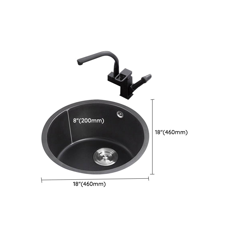 Quartz Kitchen Sink Round Single Bowl Kitchen Sink with Basket Strainer Clearhalo 'Home Improvement' 'home_improvement' 'home_improvement_kitchen_sinks' 'Kitchen Remodel & Kitchen Fixtures' 'Kitchen Sinks & Faucet Components' 'Kitchen Sinks' 'kitchen_sinks' 6941739