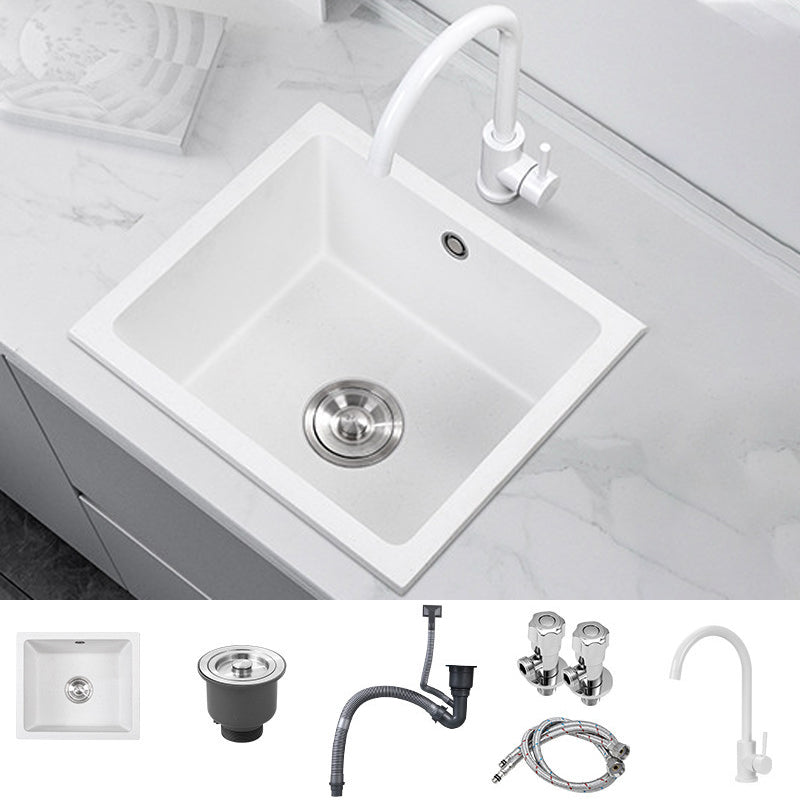 Quartz Kitchen Sink Single Bowl Kitchen Sink with with Drain Assembly Sink with Faucet Round Clearhalo 'Home Improvement' 'home_improvement' 'home_improvement_kitchen_sinks' 'Kitchen Remodel & Kitchen Fixtures' 'Kitchen Sinks & Faucet Components' 'Kitchen Sinks' 'kitchen_sinks' 6941827
