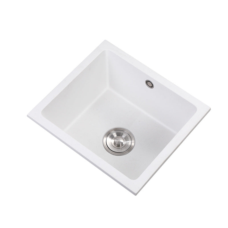 Quartz Kitchen Sink Single Bowl Kitchen Sink with with Drain Assembly Clearhalo 'Home Improvement' 'home_improvement' 'home_improvement_kitchen_sinks' 'Kitchen Remodel & Kitchen Fixtures' 'Kitchen Sinks & Faucet Components' 'Kitchen Sinks' 'kitchen_sinks' 6941832