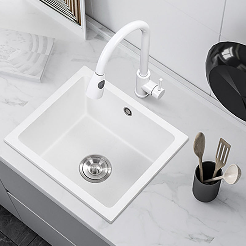 Quartz Kitchen Sink Single Bowl Kitchen Sink with with Drain Assembly Clearhalo 'Home Improvement' 'home_improvement' 'home_improvement_kitchen_sinks' 'Kitchen Remodel & Kitchen Fixtures' 'Kitchen Sinks & Faucet Components' 'Kitchen Sinks' 'kitchen_sinks' 6941834