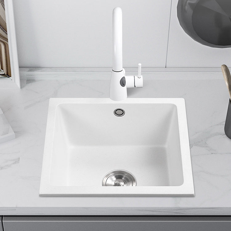 Quartz Kitchen Sink Single Bowl Kitchen Sink with with Drain Assembly Clearhalo 'Home Improvement' 'home_improvement' 'home_improvement_kitchen_sinks' 'Kitchen Remodel & Kitchen Fixtures' 'Kitchen Sinks & Faucet Components' 'Kitchen Sinks' 'kitchen_sinks' 6941836