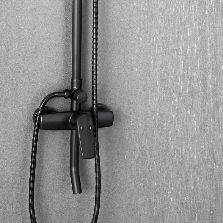 Black Shower Set Round Swivel Faucet Lever Handle Two Shower Head Shower System Clearhalo 'Bathroom Remodel & Bathroom Fixtures' 'Home Improvement' 'home_improvement' 'home_improvement_shower_faucets' 'Shower Faucets & Systems' 'shower_faucets' 'Showers & Bathtubs Plumbing' 'Showers & Bathtubs' 6941916