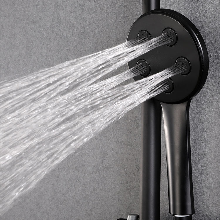Black Shower Set Round Swivel Faucet Lever Handle Two Shower Head Shower System Clearhalo 'Bathroom Remodel & Bathroom Fixtures' 'Home Improvement' 'home_improvement' 'home_improvement_shower_faucets' 'Shower Faucets & Systems' 'shower_faucets' 'Showers & Bathtubs Plumbing' 'Showers & Bathtubs' 6941920