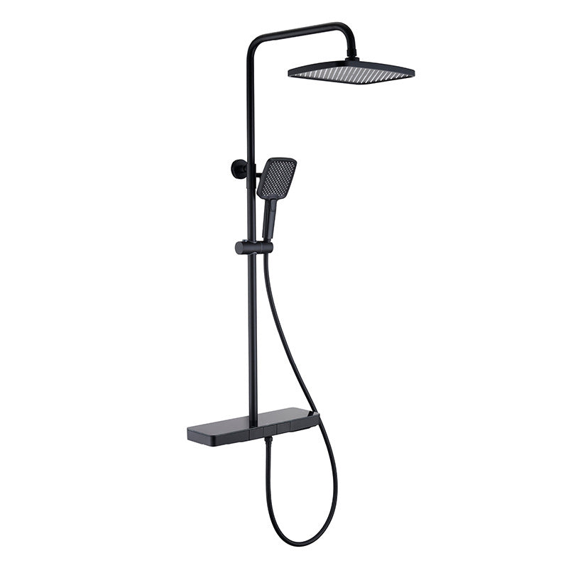 Knob Handle Shower Set Shower Hose Wall Mounted Copper Shower Set with Handshower Clearhalo 'Bathroom Remodel & Bathroom Fixtures' 'Home Improvement' 'home_improvement' 'home_improvement_shower_faucets' 'Shower Faucets & Systems' 'shower_faucets' 'Showers & Bathtubs Plumbing' 'Showers & Bathtubs' 6941933