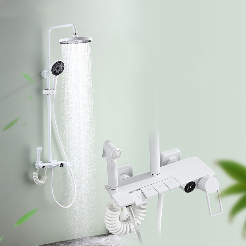 Shower System Adjustable Spray Pattern Wall Mount Lever Handle Shower Set with Shower Arm Clearhalo 'Bathroom Remodel & Bathroom Fixtures' 'Home Improvement' 'home_improvement' 'home_improvement_shower_faucets' 'Shower Faucets & Systems' 'shower_faucets' 'Showers & Bathtubs Plumbing' 'Showers & Bathtubs' 6941939