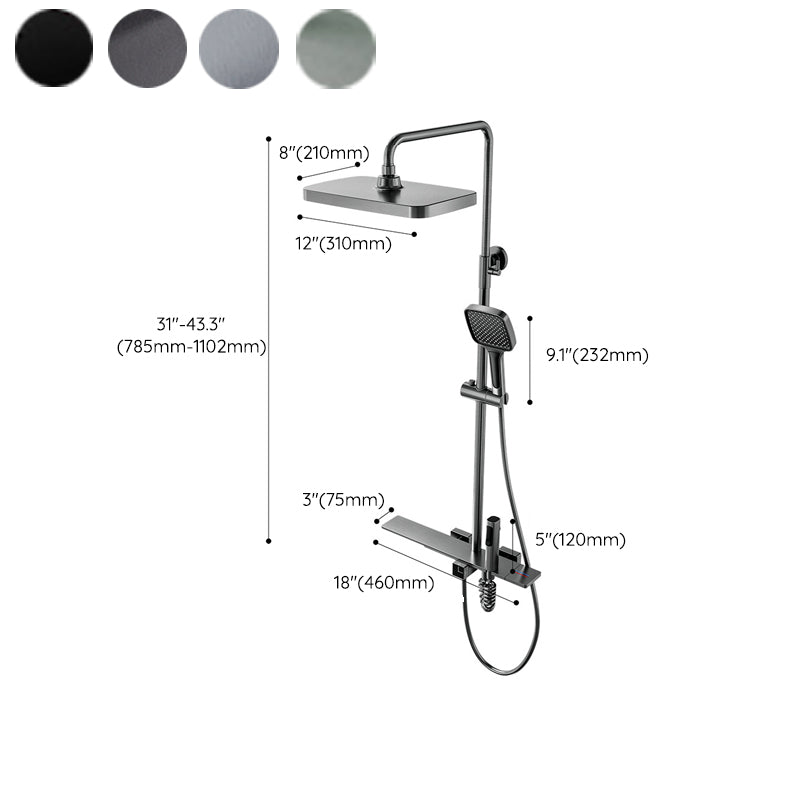 Waterfall Shower Set Square Wall Mount Copper Knob Handle Shower System with Shower Hose Clearhalo 'Bathroom Remodel & Bathroom Fixtures' 'Home Improvement' 'home_improvement' 'home_improvement_shower_faucets' 'Shower Faucets & Systems' 'shower_faucets' 'Showers & Bathtubs Plumbing' 'Showers & Bathtubs' 6941983