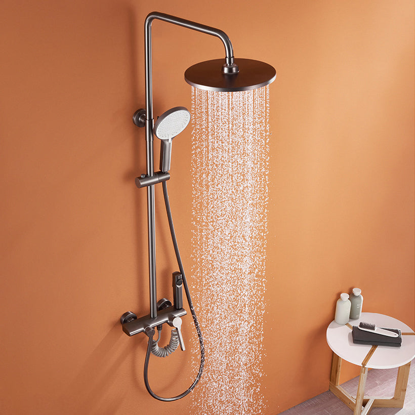 Lever Handle Shower Set Copper Adjustable Spray Pattern Round Wall Mount Shower Set Clearhalo 'Bathroom Remodel & Bathroom Fixtures' 'Home Improvement' 'home_improvement' 'home_improvement_shower_faucets' 'Shower Faucets & Systems' 'shower_faucets' 'Showers & Bathtubs Plumbing' 'Showers & Bathtubs' 6942005