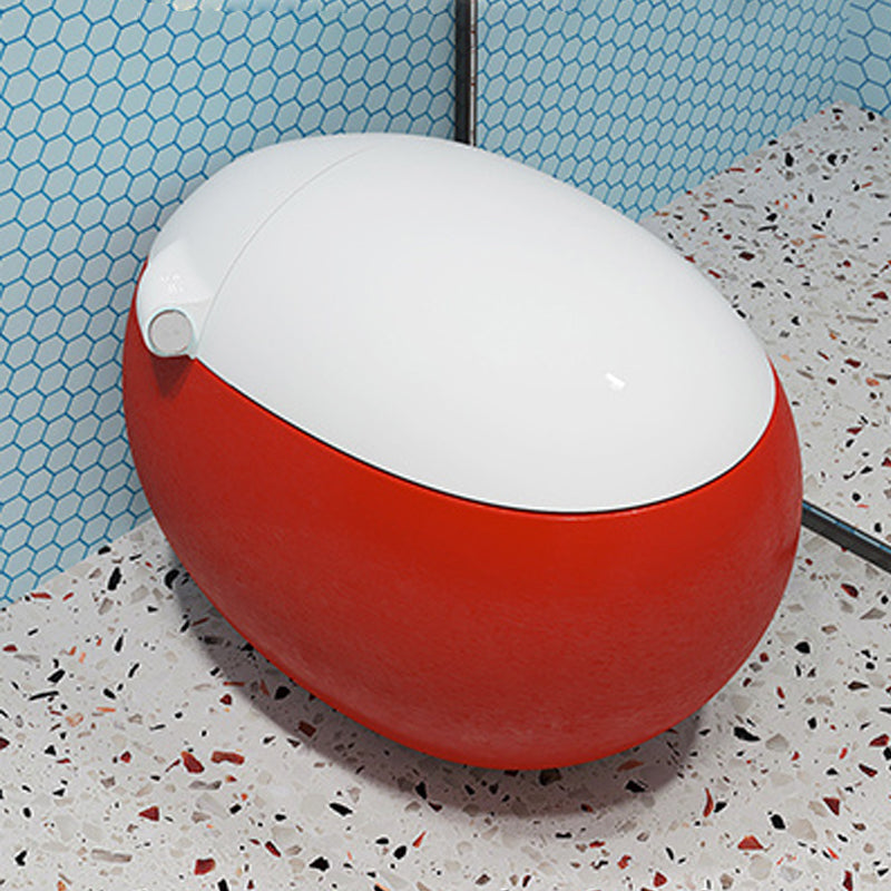 Round Floor Mount Bidet with Heated Seat and Antimicrobial Contemporary Bidet Red Manual Flip (Standard) Clearhalo 'Bathroom Remodel & Bathroom Fixtures' 'Bidets' 'Home Improvement' 'home_improvement' 'home_improvement_bidets' 'Toilets & Bidets' 6942032