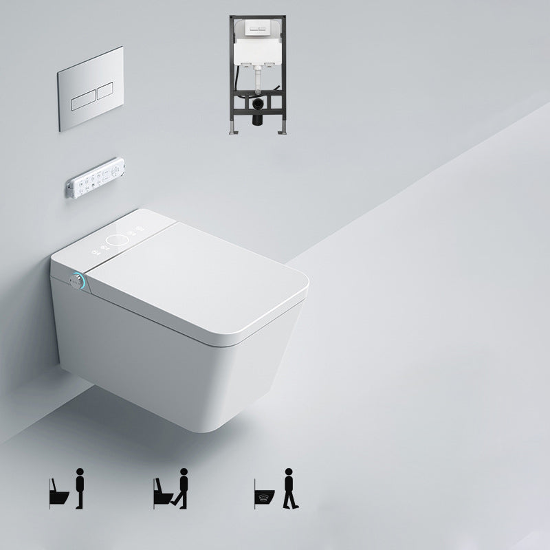 Elongated Wall Mounted Bidet White Wall Hung Toilet Set with Heated Seat Automatic Flap & Sterilization No Clearhalo 'Bathroom Remodel & Bathroom Fixtures' 'Bidets' 'Home Improvement' 'home_improvement' 'home_improvement_bidets' 'Toilets & Bidets' 6942122