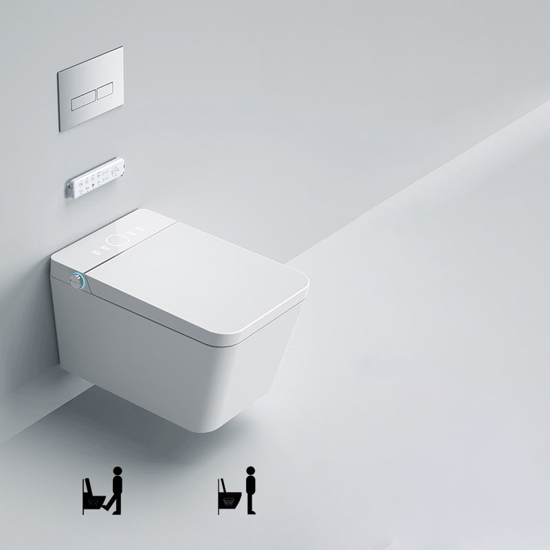 Elongated Wall Mounted Bidet White Wall Hung Toilet Set with Heated Seat Toilet Manual Flap & Sterilization Yes Clearhalo 'Bathroom Remodel & Bathroom Fixtures' 'Bidets' 'Home Improvement' 'home_improvement' 'home_improvement_bidets' 'Toilets & Bidets' 6942124
