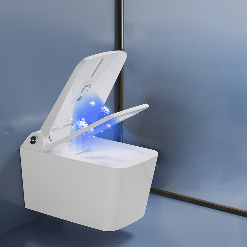 White Elongated Wall Mounted Bidet Deodorizing Wall Hung Toilet Set with Heated Seat Clearhalo 'Bathroom Remodel & Bathroom Fixtures' 'Bidets' 'Home Improvement' 'home_improvement' 'home_improvement_bidets' 'Toilets & Bidets' 6942162