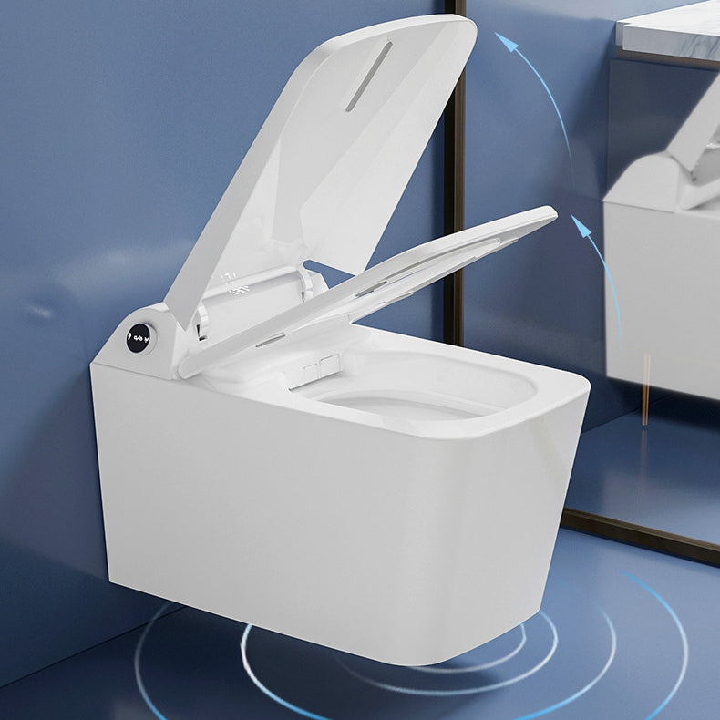 White Elongated Wall Mounted Bidet Deodorizing Wall Hung Toilet Set with Heated Seat Clearhalo 'Bathroom Remodel & Bathroom Fixtures' 'Bidets' 'Home Improvement' 'home_improvement' 'home_improvement_bidets' 'Toilets & Bidets' 6942166