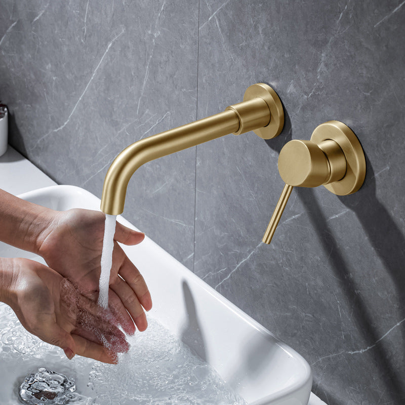 Circular Widespread Wall Mounted Bathroom Sink Faucet Brass Brass Bathroom Faucet Clearhalo 'Bathroom Remodel & Bathroom Fixtures' 'Bathroom Sink Faucets' 'Bathroom Sinks & Faucet Components' 'bathroom_sink_faucets' 'Home Improvement' 'home_improvement' 'home_improvement_bathroom_sink_faucets' 6942210